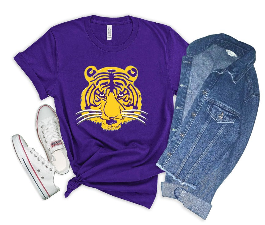 Purple & Gold Paper Mache Tiger