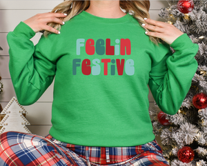 Retro Feelin Festive - Fleece Crew Sweatshirt