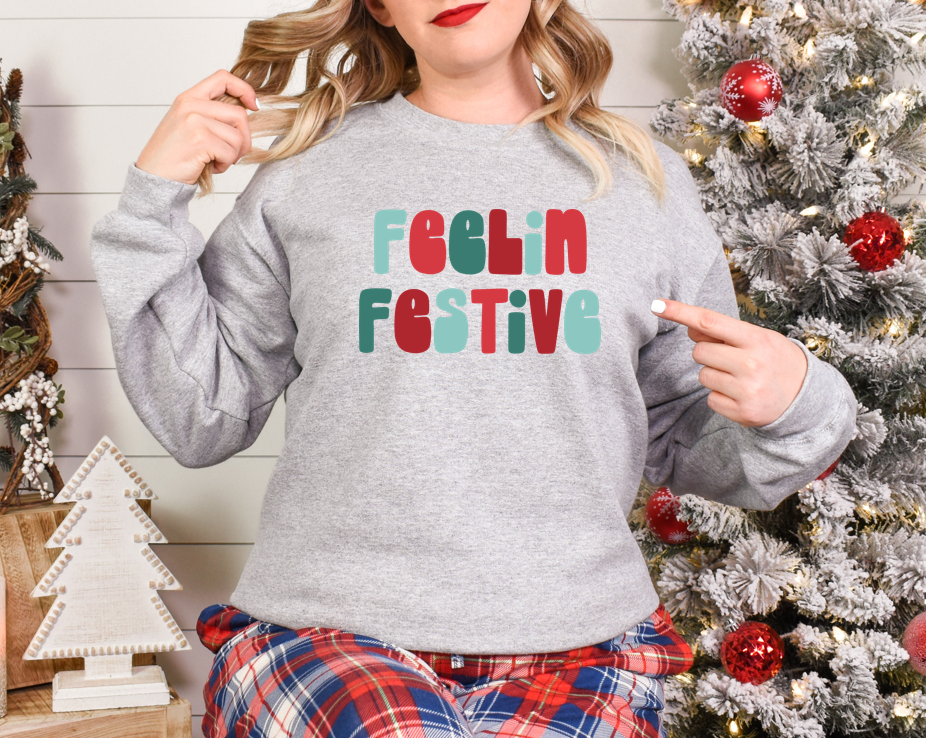 Retro Feelin Festive - Fleece Crew Sweatshirt