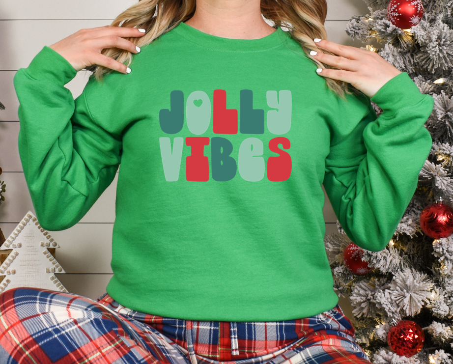 Retro Jolly Vibes - Fleece Crew Sweatshirt