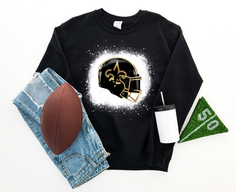 Saints Black Helmet - Fleece Crew Sweatshirt