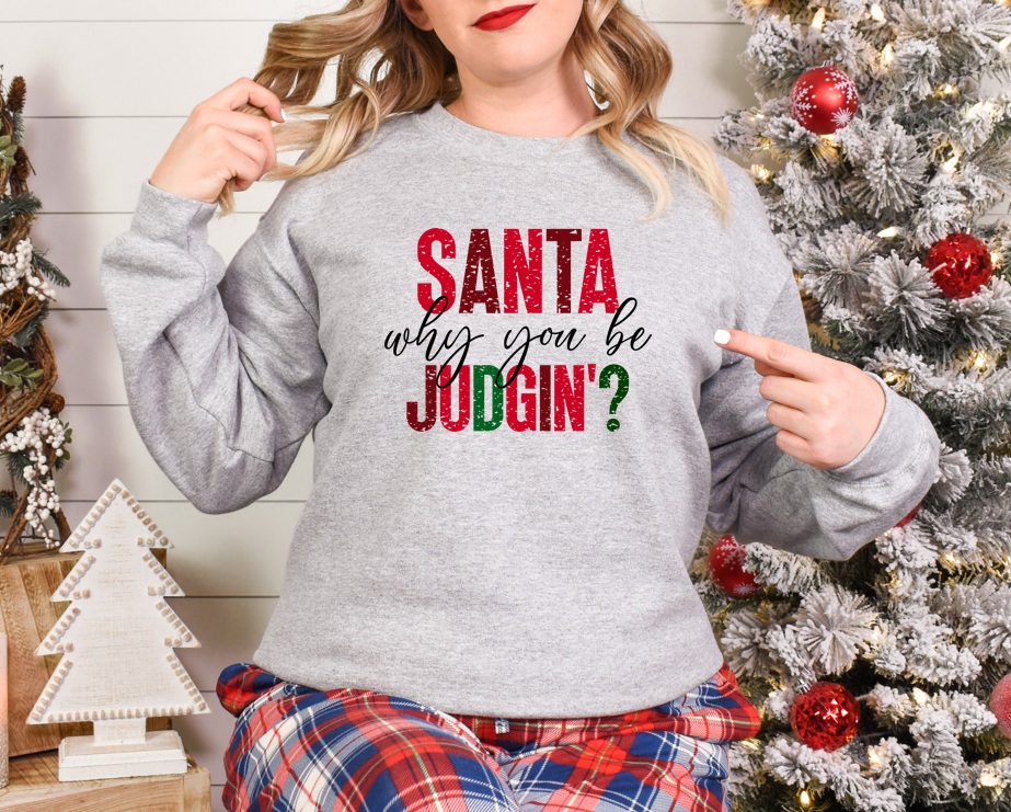 Santa Judgin - Fleece Crew Sweatshirt