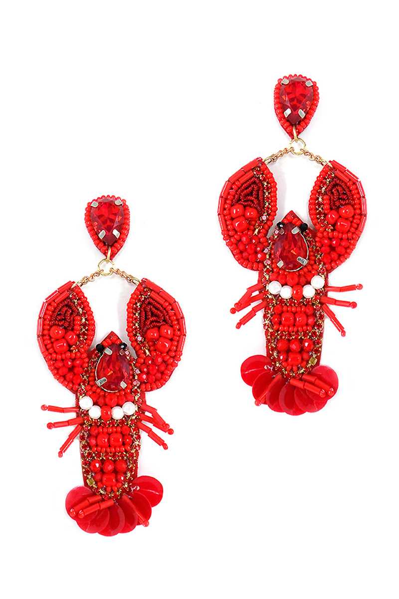Crawfish Seed Bead Earring