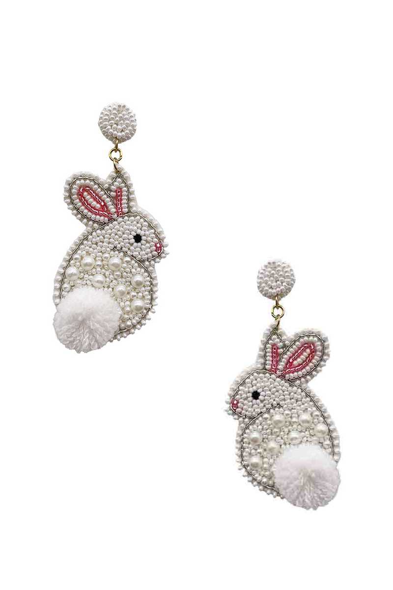 Pearl Bunny Seed Bead Earring