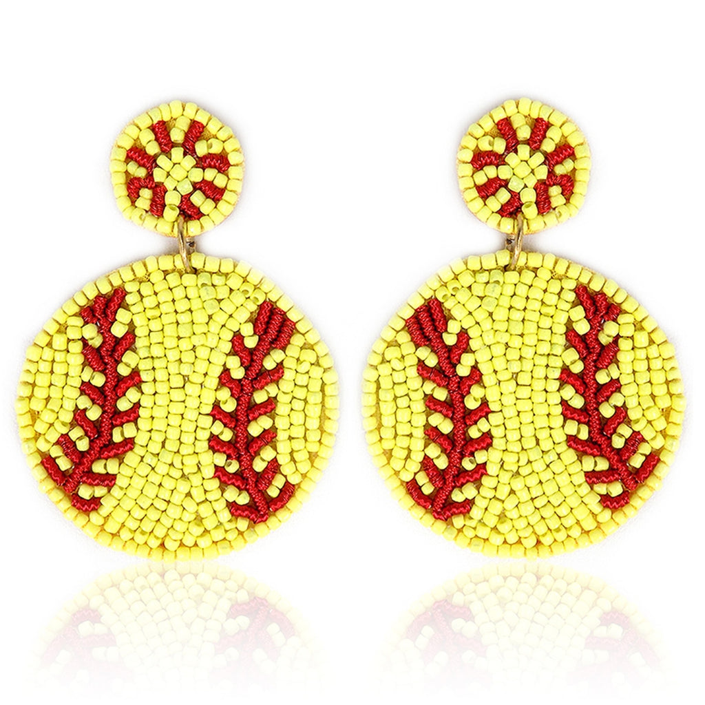 Softball Beaded Drop Earring