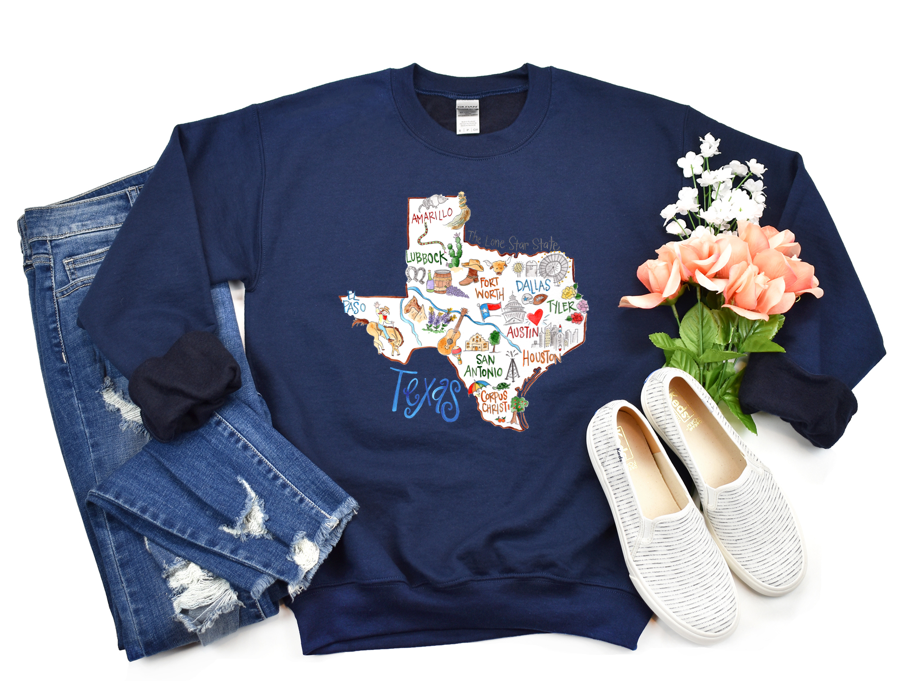 Texas - Fleece Crew Sweatshirt