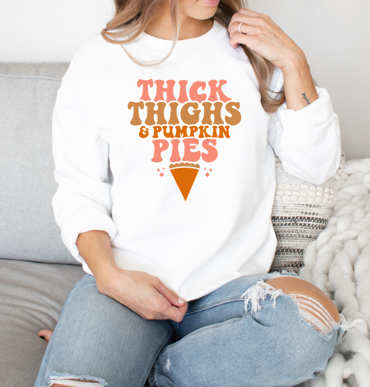 Thick Thighs & Pumpkin Pies - Fleece Crew Sweatshirt