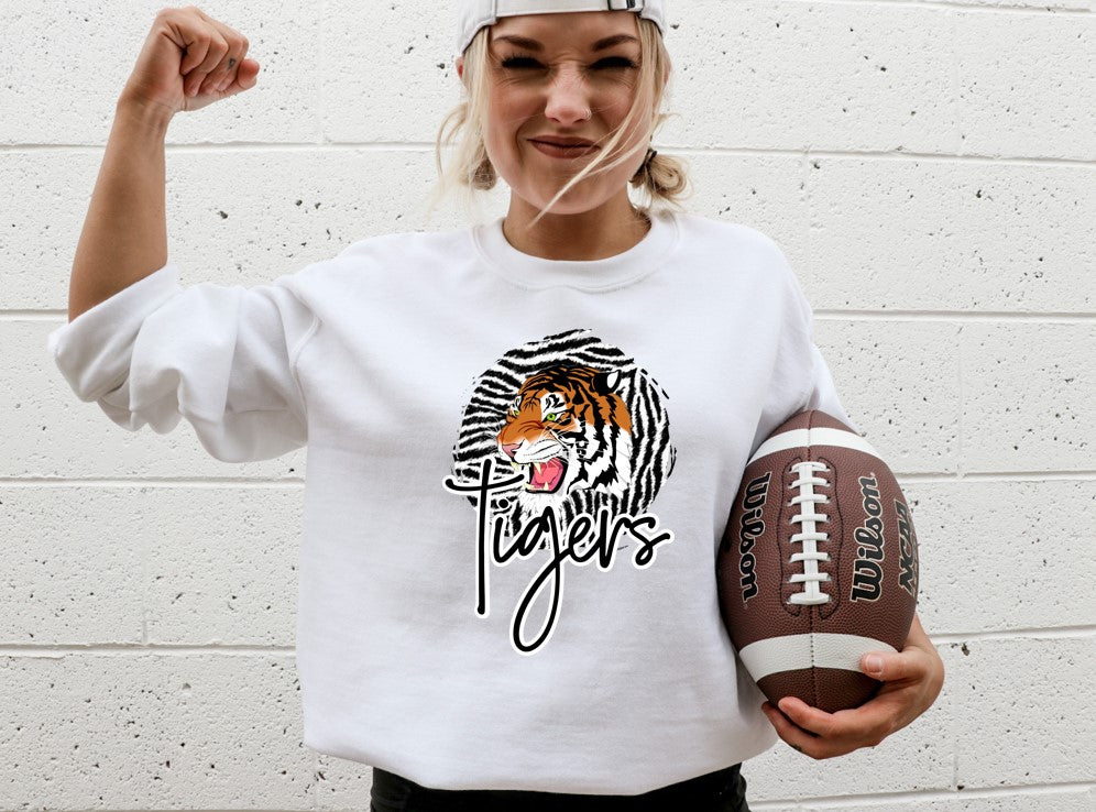 Tigers Profile Sweatshirt - Fleece Crew Sweatshirt