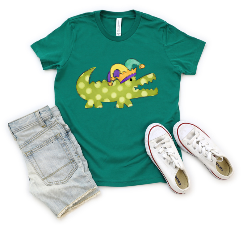 Watercolor Mardi Gras Alligator (YOUTH)