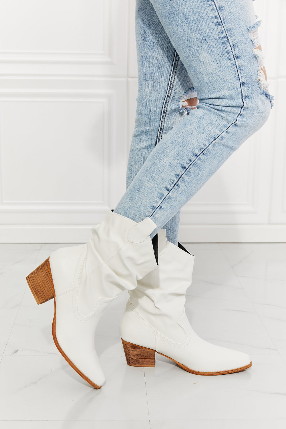 Better in Texas Scrunch Cowboy Boots - White