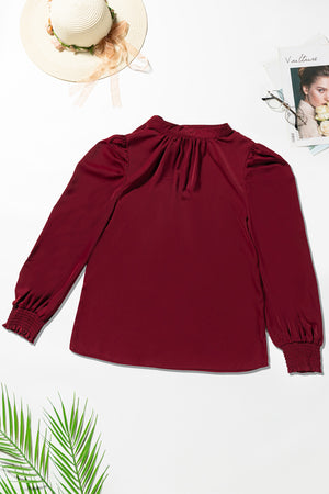 Puff Sleeve Bow Back Blouse