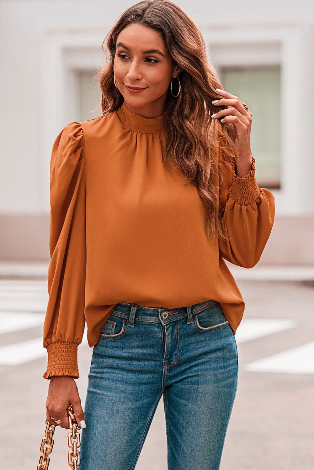 Puff Sleeve Bow Back Blouse