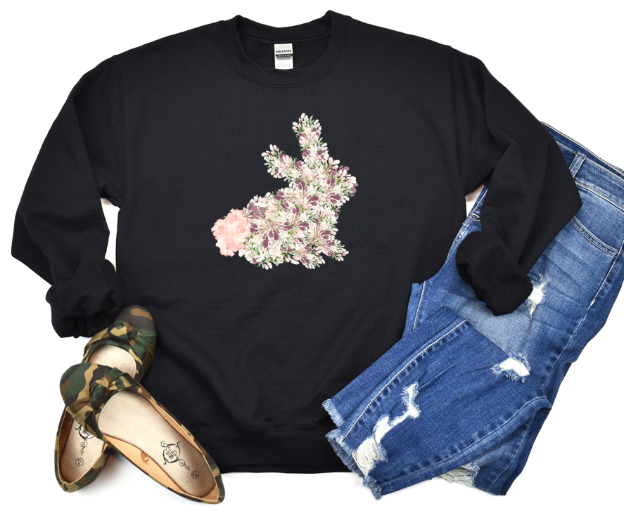 Floral Easter Bunny - Fleece Crew Sweatshirt