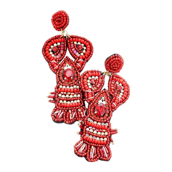 Seed Bead Crawfish Earring