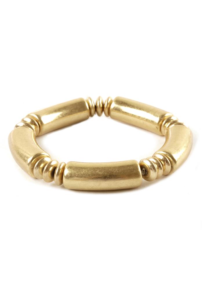 Gold Tube Stretch Bracelet