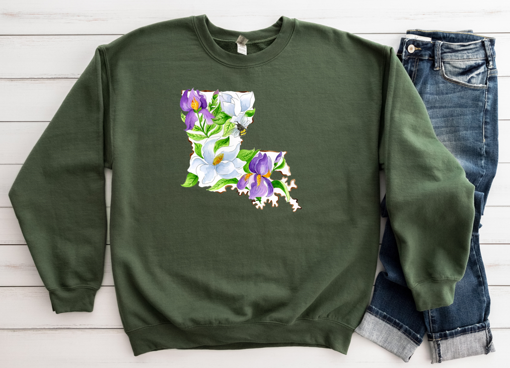 Louisiana Wildflower - Fleece Crew Sweatshirt