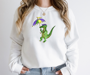 Mardi Gras Alligator - Fleece Crew Sweatshirt