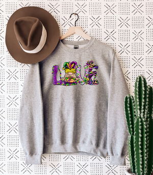 Mardi Gras Love - Fleece Crew Sweatshirt