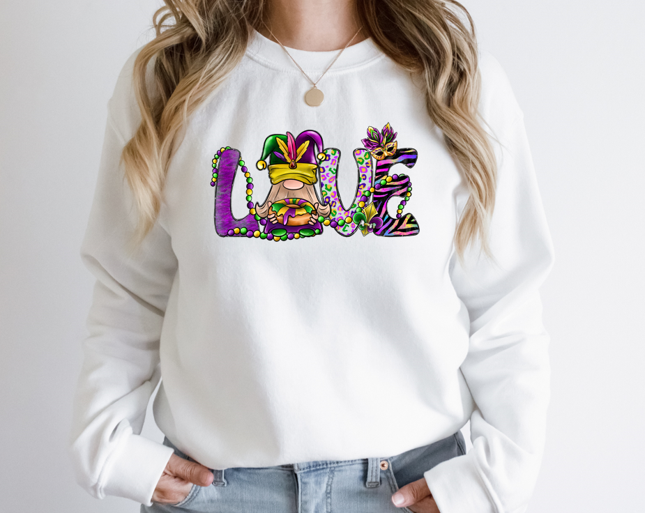 Mardi Gras Love - Fleece Crew Sweatshirt