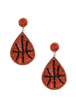 Seed Bead Sequin Basketball Earrings