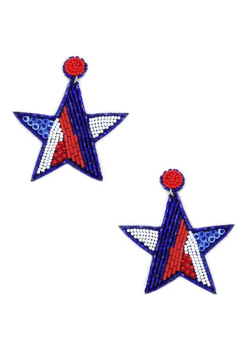 Seed Bead Sequin Star Earrings