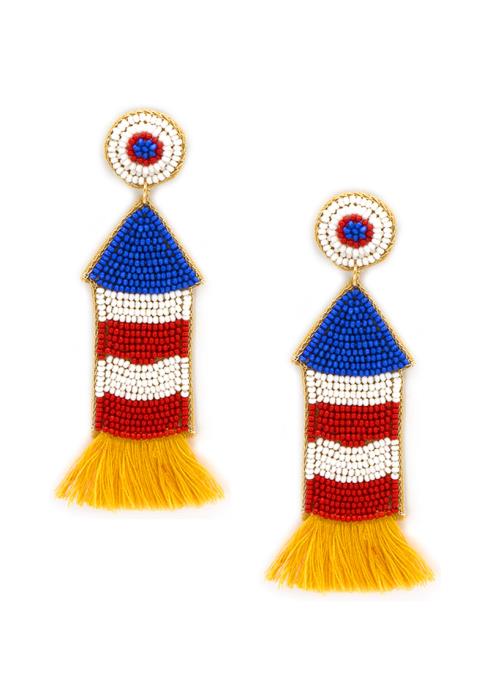 Seed Bead Tassel Firework Earrings