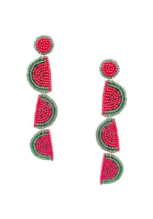 Seed Bead Watermelon Drop Earrings