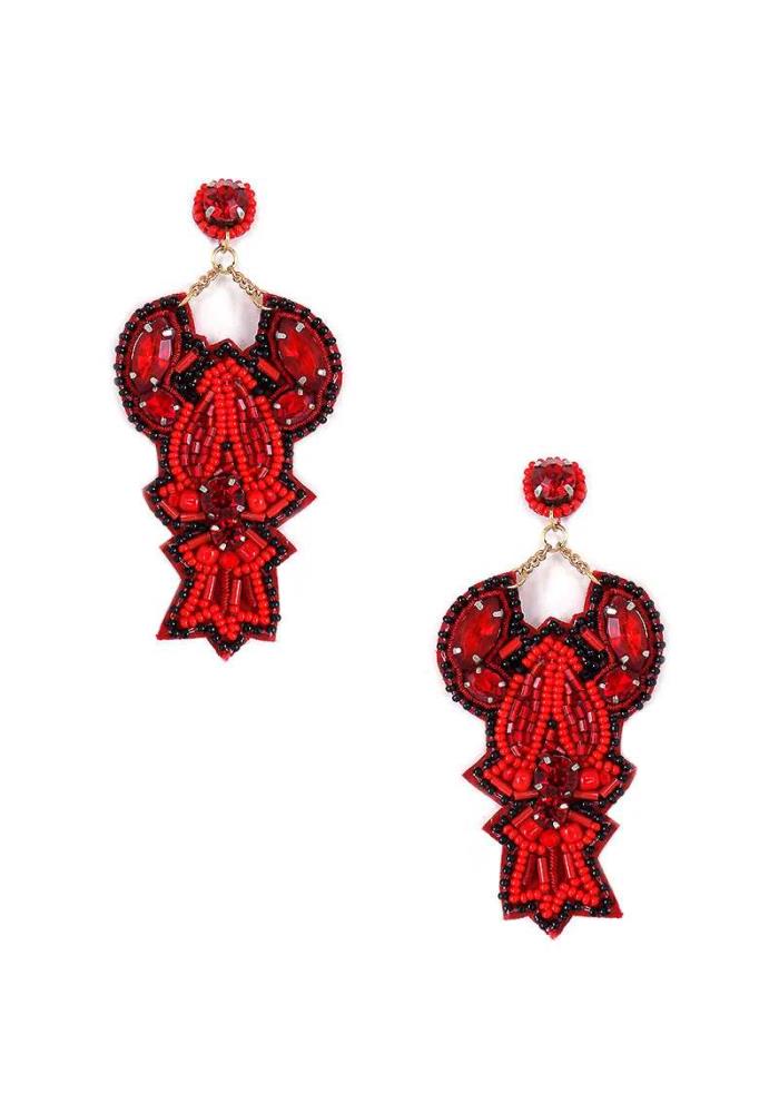 Seed Bead Crawfish Dangle Earring