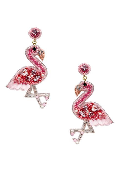 Seed Bead Flamingo Dangle Earring