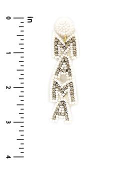 Seed Bead Rhinestone MAMA Dangle Earrings