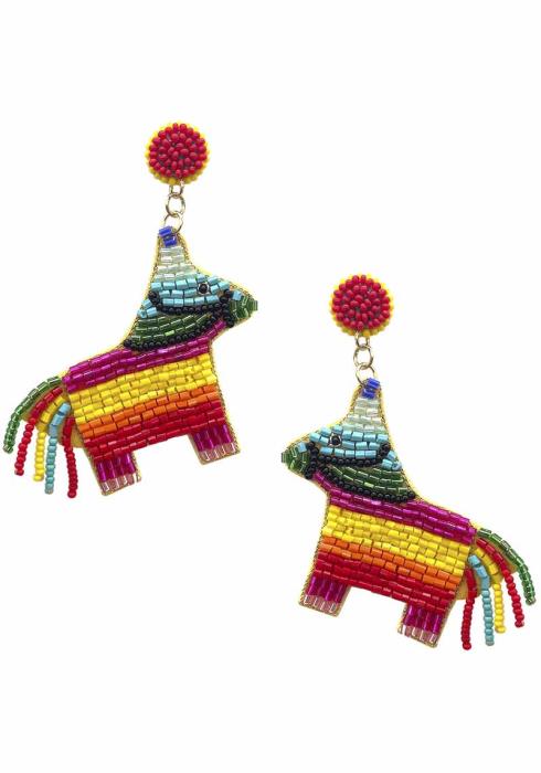 Seed Bead Serape Piñata Earrings