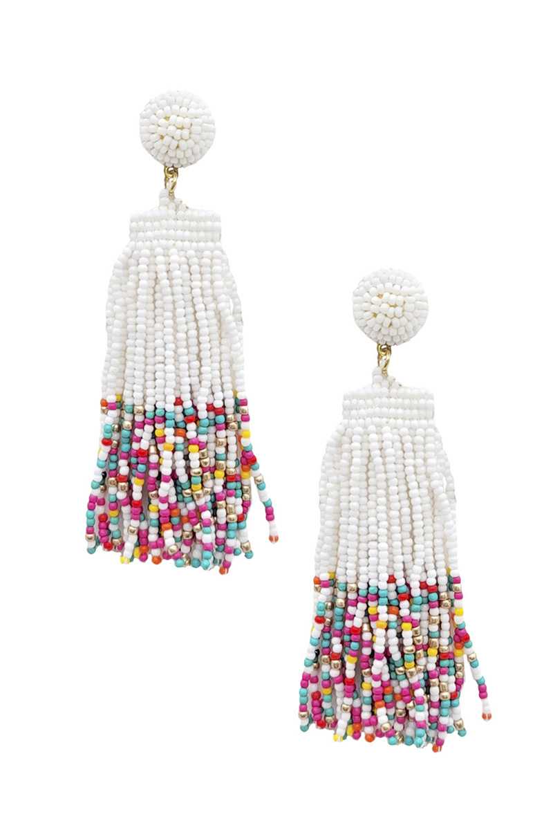 Seed Bead Tassel Dangle Earring