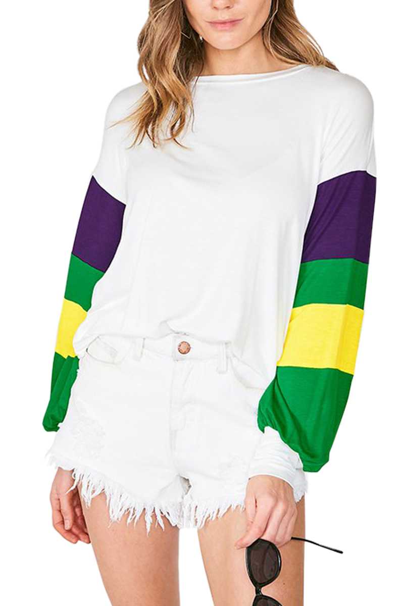 Mardi Gras Sleeve Top